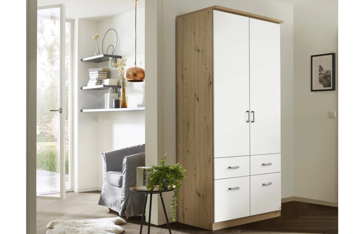 Šatní skříň se zrcadly Bremen, 181 cm, dub artisan/bílá 19