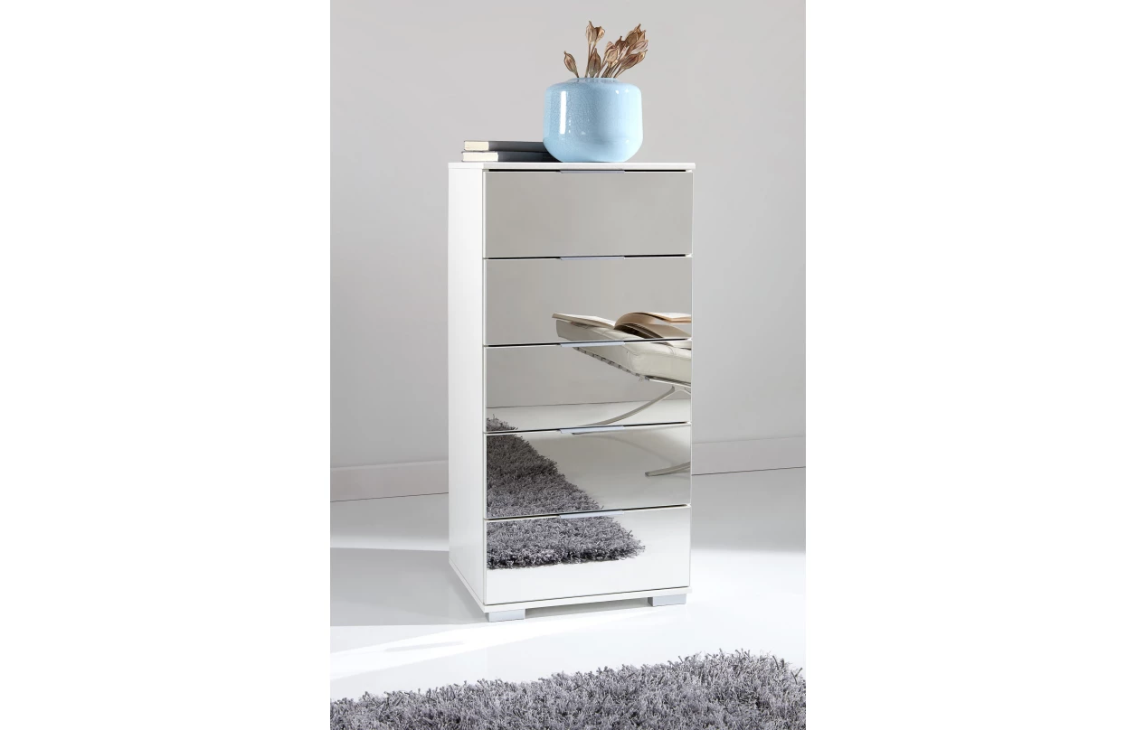 Noční stolek Easy Plus, bílý/šedé sklo 25