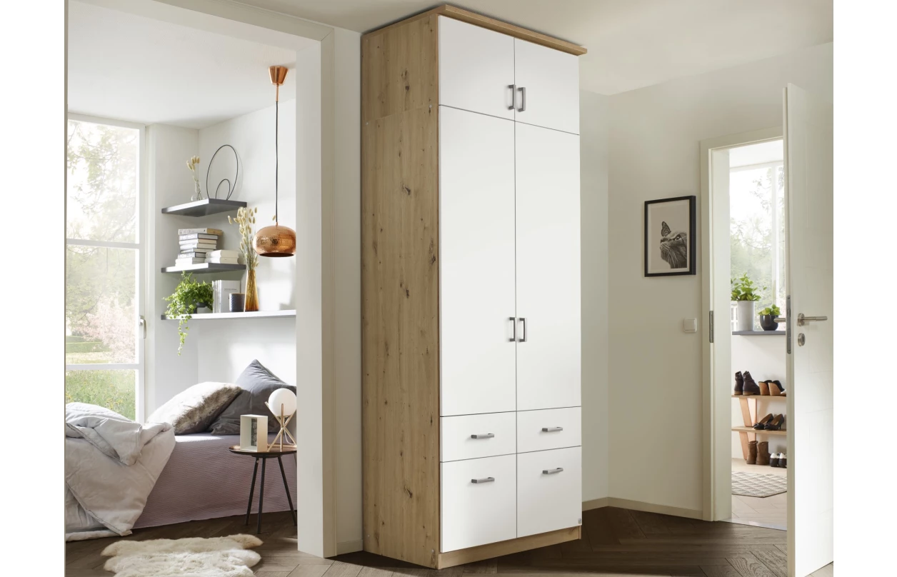 Šatní skříň se zrcadlem Bremen, 136 cm, dub artisan/tmavě šedá 17