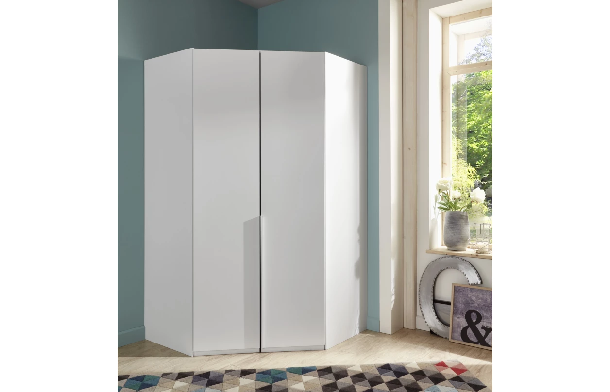Šatní skříň se zásuvkami New York D, 135 cm, bílá/bílý lesk 5