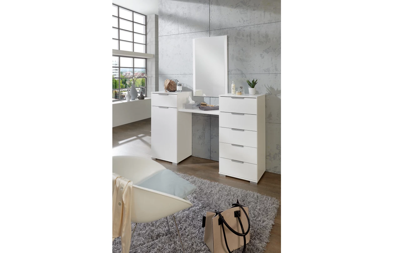 Šatní skříň se zrcadlem Easy Plus, 313 cm, bílá/šedá 5