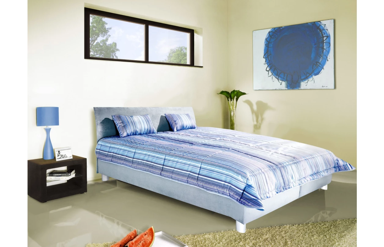 Postel Bali 180x200 cm, modro-šedá látka, s matracemi 2
