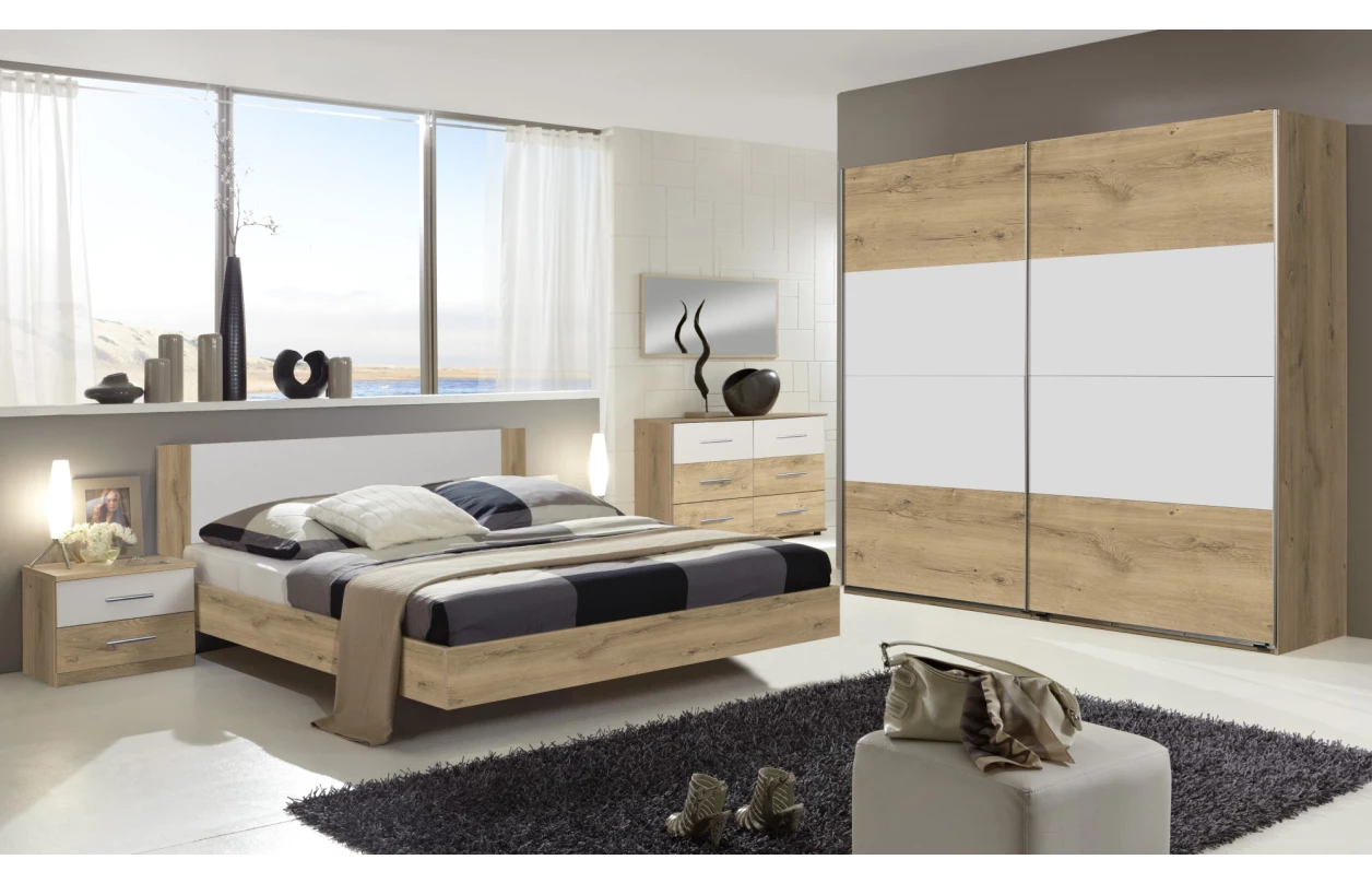Postel s nočními stolky Nora 140x200 cm, bílá/grafitová 3