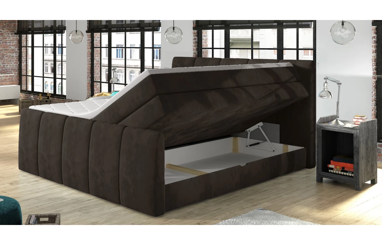 Postel boxspring Fresco 180x200 cm, světle hnědá látka 9
