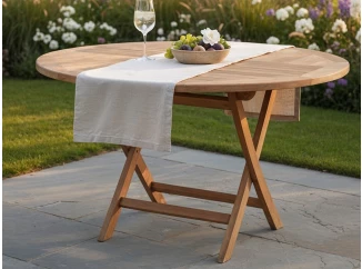 Kulatý zahradní stůl Tarakan, 120 cm, teak
