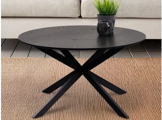 Kulatý konferenční stolek Paul, 48 cm, černý jasan