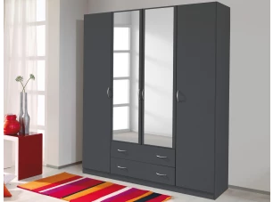 Šatní skříň se zrcadlem Case, 181 cm, tmavě šedá