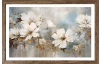 Rámovaný obraz Zátiší s bílými květinami 70x50 cm, dub tmavý