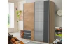 Šatní skříň se zrcadlem Emden, 135 cm, prkenný dub/grafit