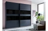 Šatní skříň Easy Plus, šířka 225 cm/výška 208 cm, grafit/sklo